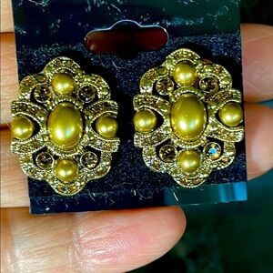 Vintage Monet Gold Statement Earrings